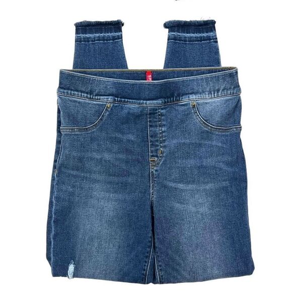 SPANX Distressed Ankle Jeans Size Large 20203R Medium Wash - Picture 6 of 8